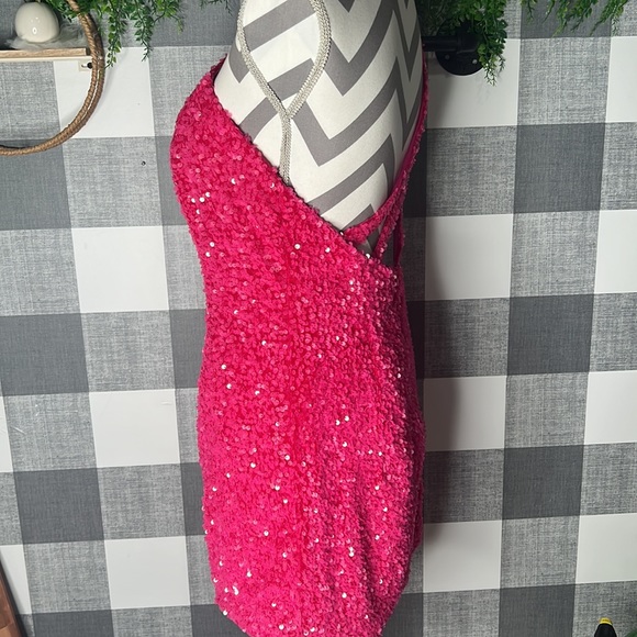 Hot Pink Sequined Dress - Picture 2 of 6
